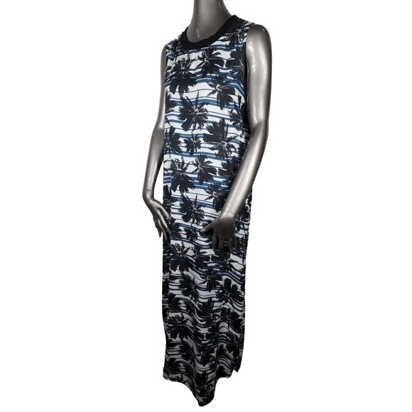 L'Agence Blue Tropical Maxi Beach Dress XS Palm Slits Sleeveless Extra Small - Picture 2 of 7